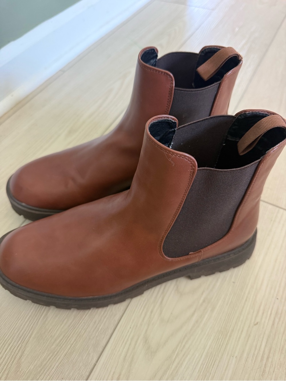 Amazon Women's Tan Chelsea Heeled Ankle Boots